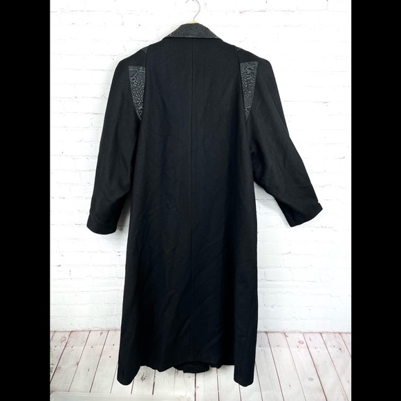 ••VINTAGE |•LADY SUZETTE•| GORGEOUS Long Wool Jacket Snakeskin Leather Embellish - Picture 3 of 16